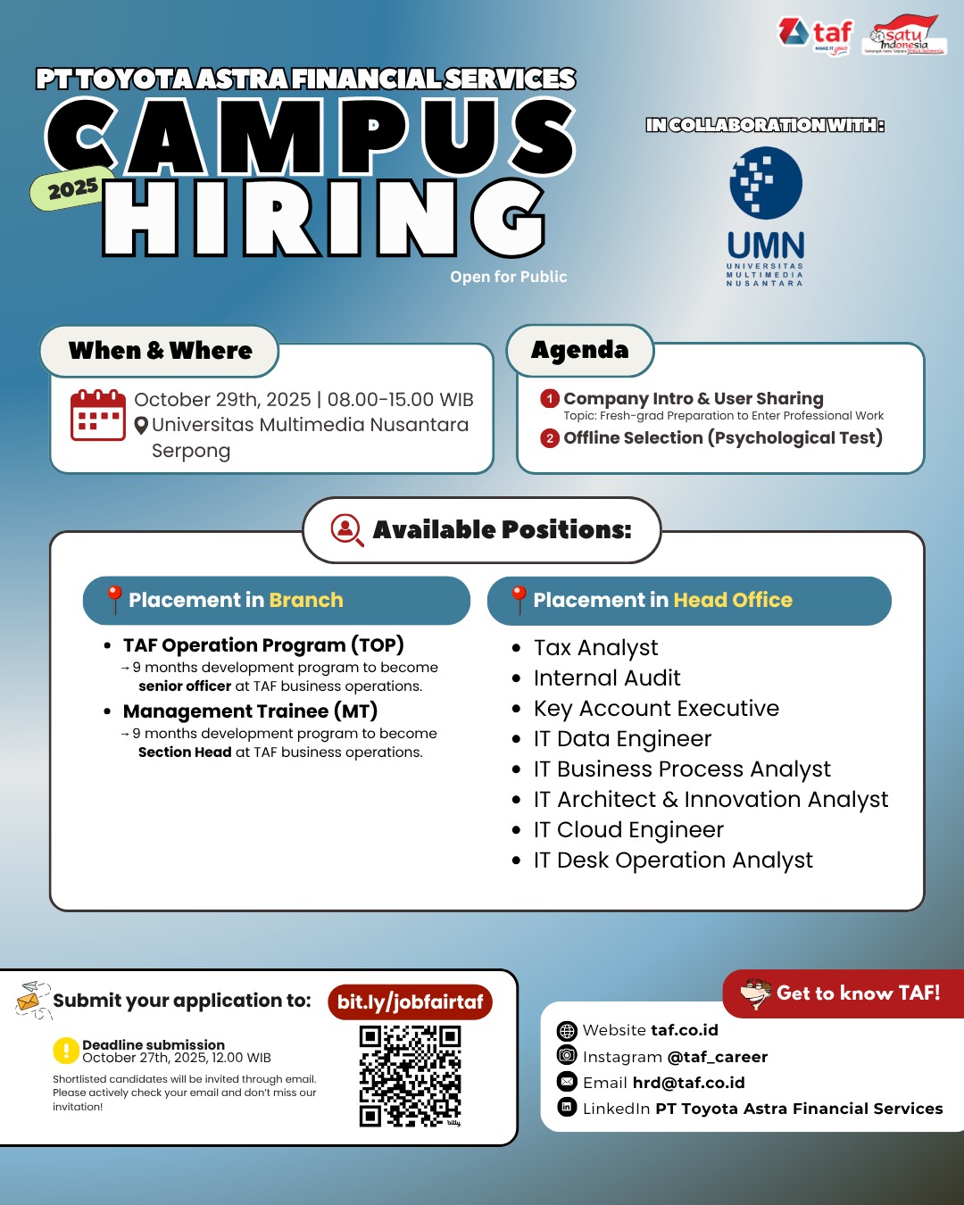 Campus Hiring Toyota Astra Finance at Universitas Multimedia Nusantara