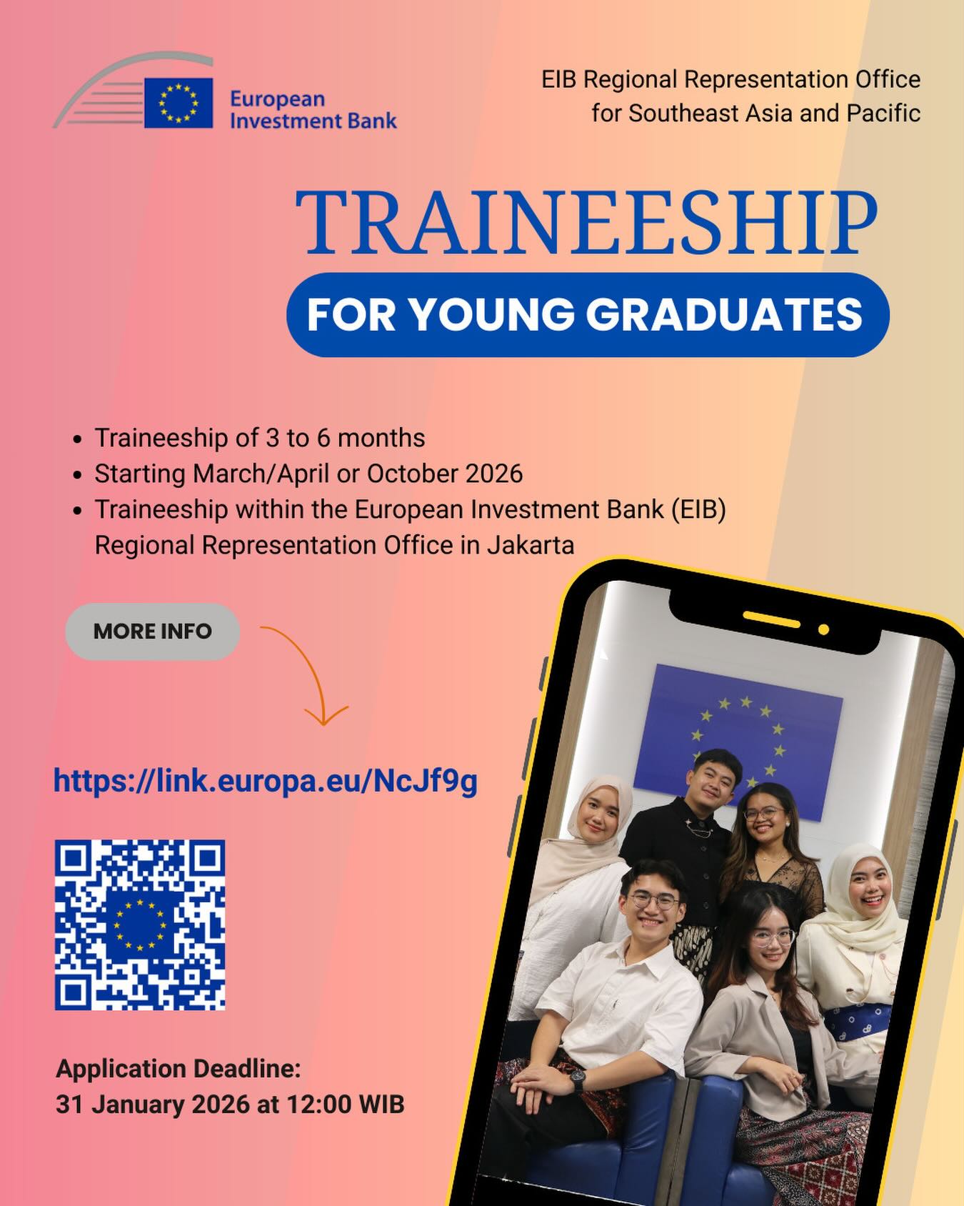 📢 Funded Traineeship – EIB Regional Representation Office (Jakarta) 2026